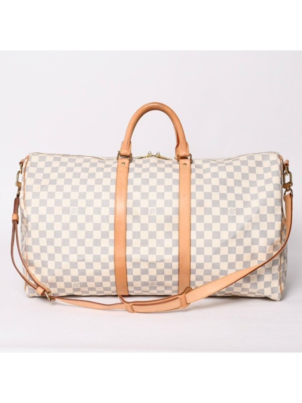 Louis Vuitton Boston Bag Keepall Bandouliere 55 Beige Damier Azur
